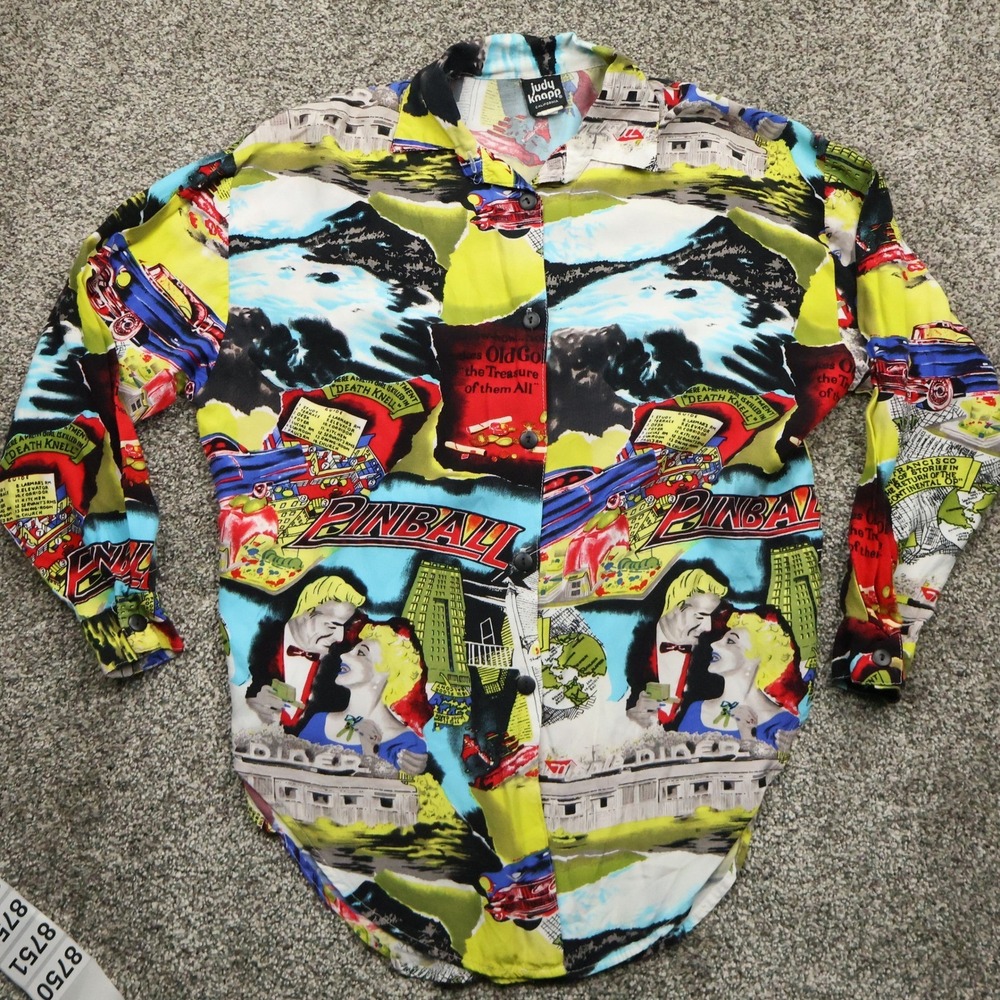 Vintage Judy Knapp shirt button up California Pinball Pop Art Comic USA 80s Rare